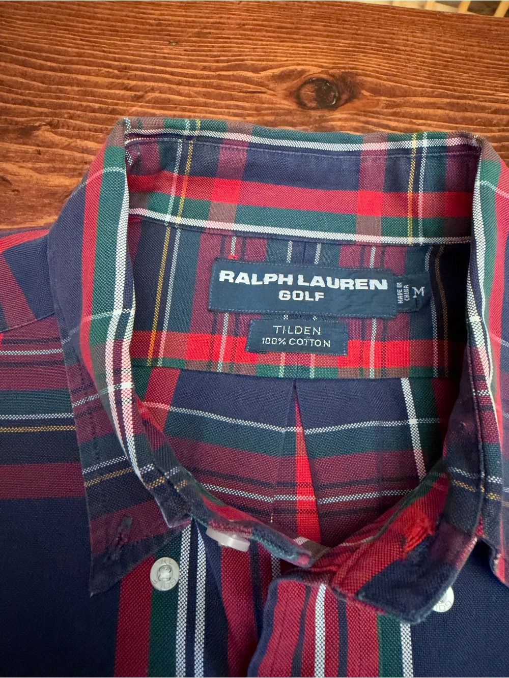 Ralph Lauren Golf Plaid Tilden Button-Down Shirt — Red, Navy, Green